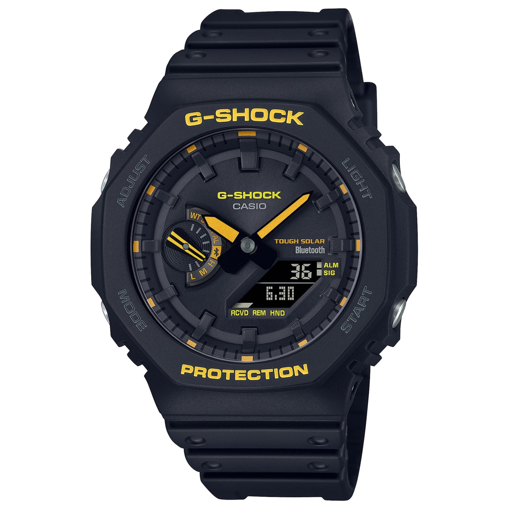 G-Shock  Caution Yellow Series Analog-Digital Connected Solar Black Resin Strap Watch | GAB2100CY-1A