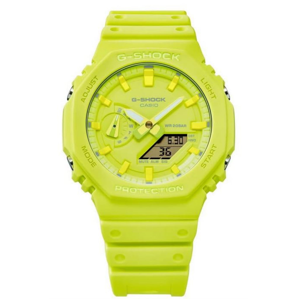 G-Shock  Analog-Digital Carbon Core Guard Tone-on-Tone Volt Yellow Resin Strap Watch - GA2100-9A9