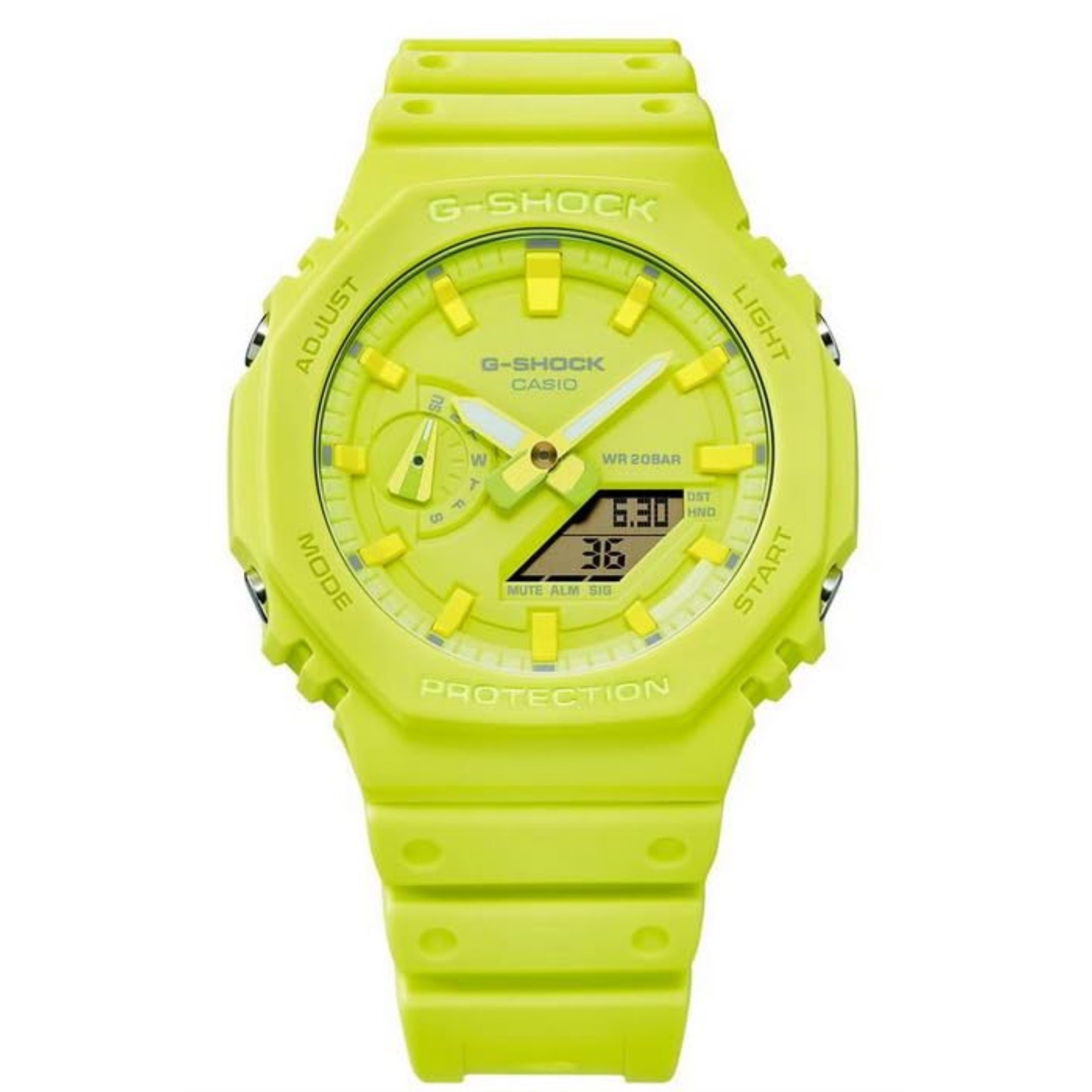 G-Shock  Analog-Digital Carbon Core Guard Tone-on-Tone Volt Yellow Resin Strap Watch - GA2100-9A9