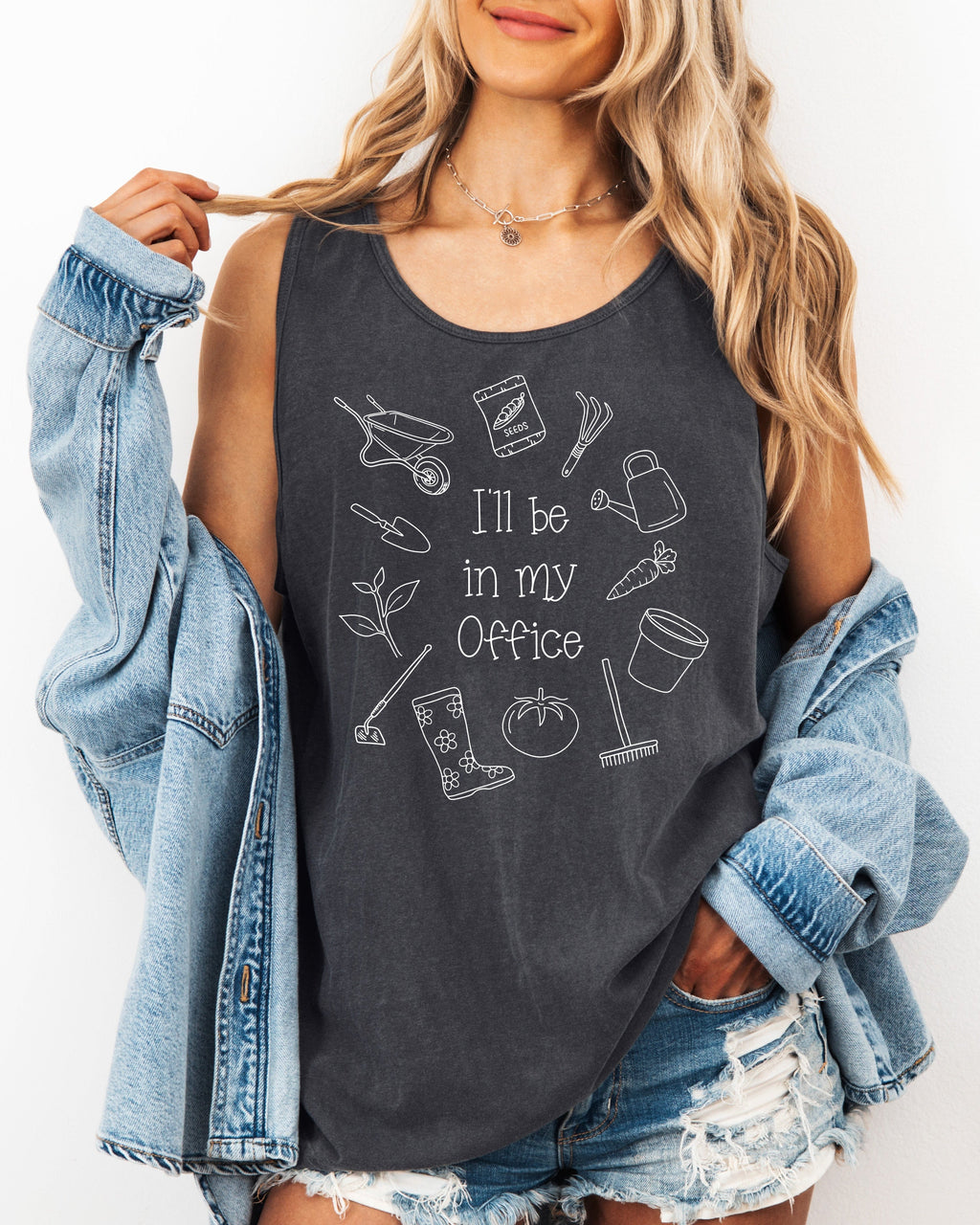 I’ll Be in My Office Gardening Comfort Colors Tank Top – Plant Nature Garden Lover Graphic