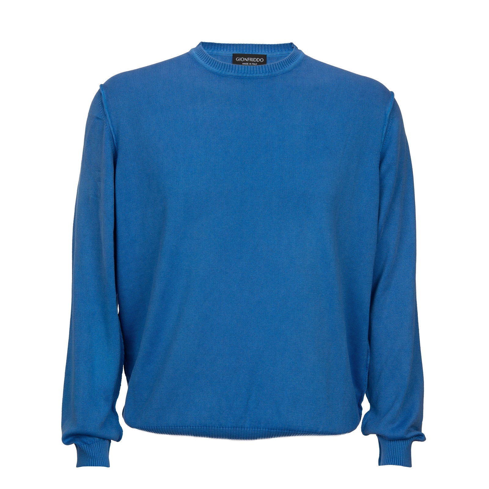 100% Cotton Crew with Blue Contrast Stitching