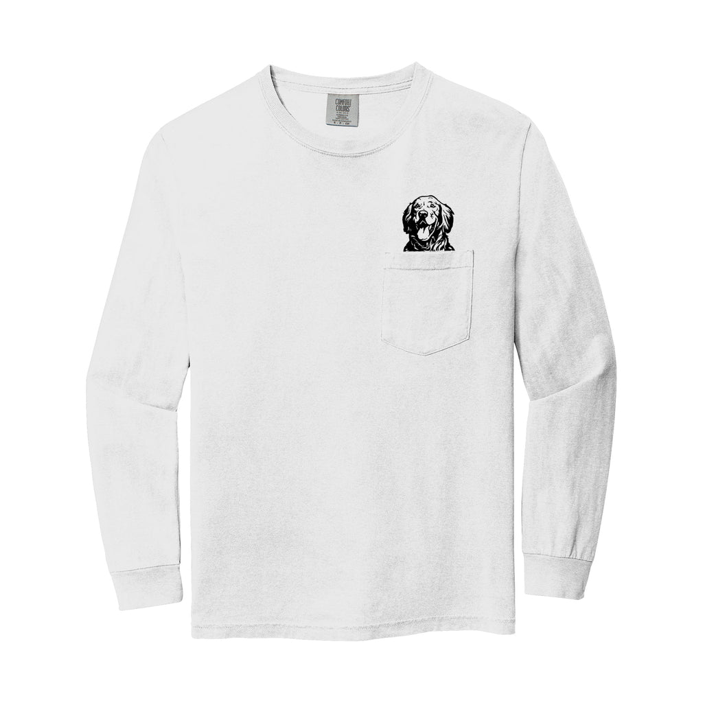 Golden Retriever Dog Mom Pocket Comfort Colors Long Sleeve Shirt