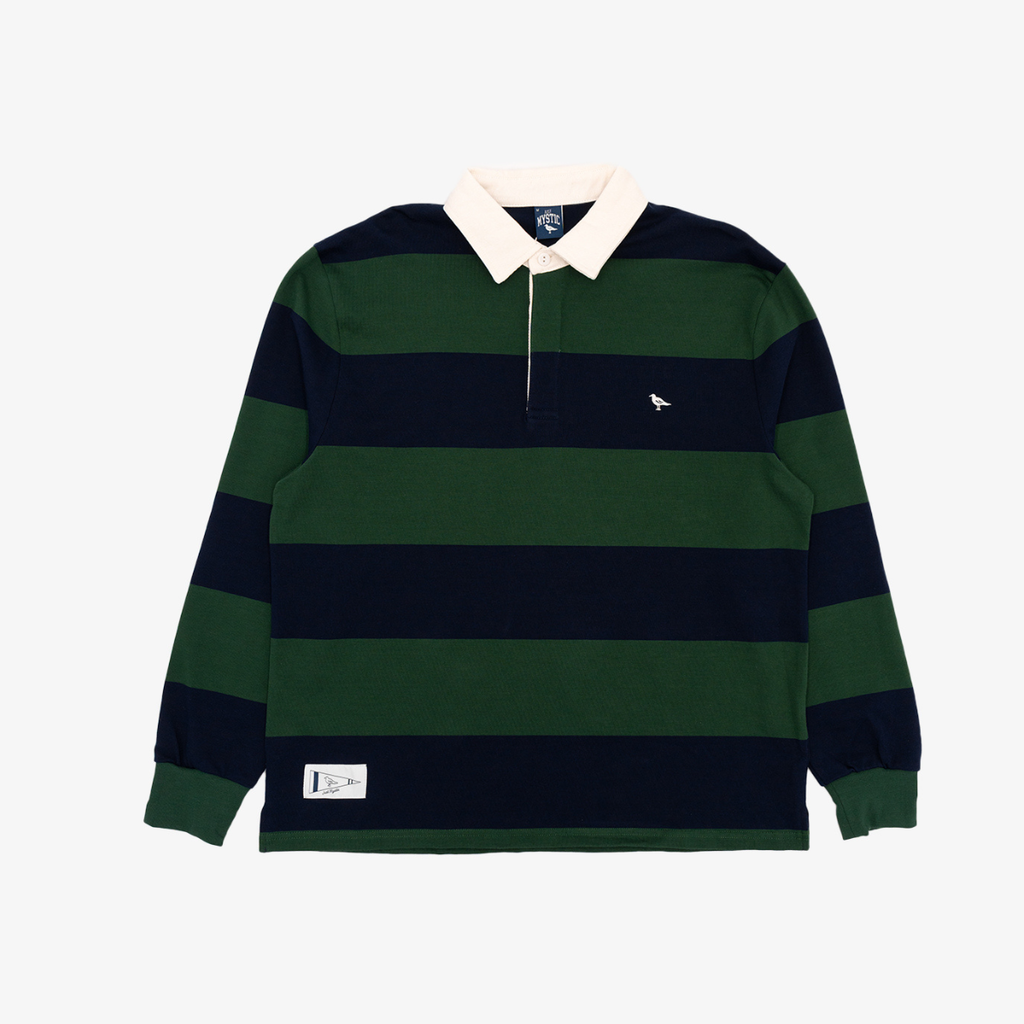 Classic Striped Rugby Shirt in Green and Navy
