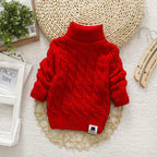 Kids Girl Sweater Tricots Turtleneck Pullover Baby Winter Tops Solid Color Sweaters Autumn Boy Girl Warm Sweater Pull 1-8Y