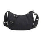 Casual Shoulder Bags For Women Black Waterproof Nylon Crossbody Bag Cool Girls Underarm Handbag Purse