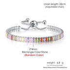 Adjustable Multicolor Tennis Bracelets for Women Ladies Wedding Rainbow Colorful Zircon Charm Bracelet Hand Chain Jewelry DZH043