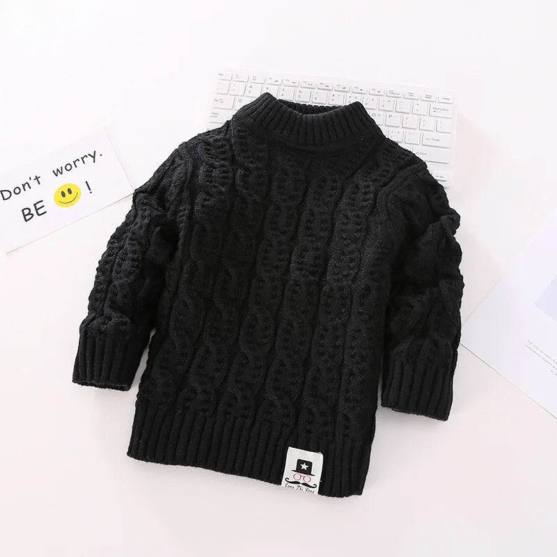 Kids Girl Sweater Tricots Turtleneck Pullover Baby Winter Tops Solid Color Sweaters Autumn Boy Girl Warm Sweater Pull 1-8Y