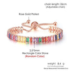 Adjustable Multicolor Tennis Bracelets for Women Ladies Wedding Rainbow Colorful Zircon Charm Bracelet Hand Chain Jewelry DZH043