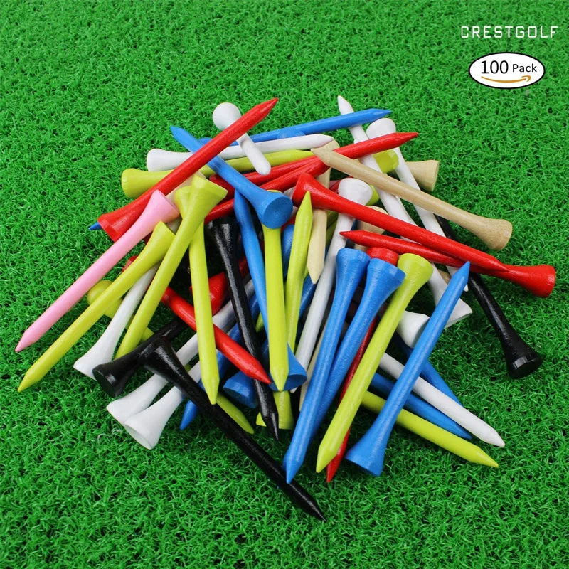 CRESTGOLF 70MM Bamboo Golf Tee 2-3/4 Inch Golf Supplies Accessories Pack of 100pcs