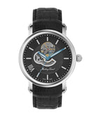 Mathey-Tissot Skeleton Genuine Leather Strap Black Dial Automatic H7053AN Mens Watch