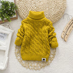 Kids Girl Sweater Tricots Turtleneck Pullover Baby Winter Tops Solid Color Sweaters Autumn Boy Girl Warm Sweater Pull 1-8Y