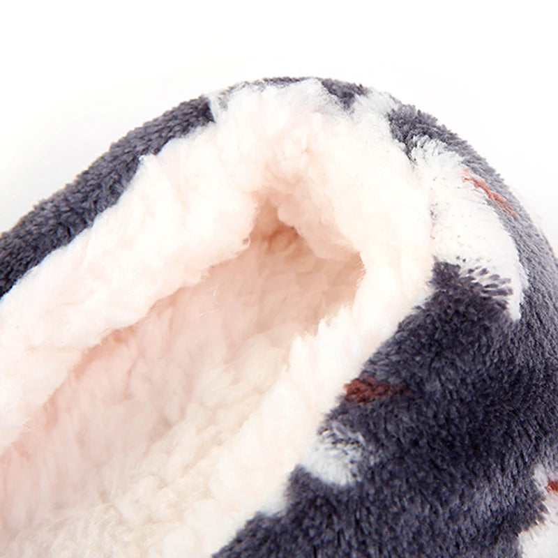 Mntrerm Warm At Home Woman Slippers Cotton Shoes Plush Female Floor Shoes Non-slip Indoor Bow Tie Dots Shoes Woman Home Slipper