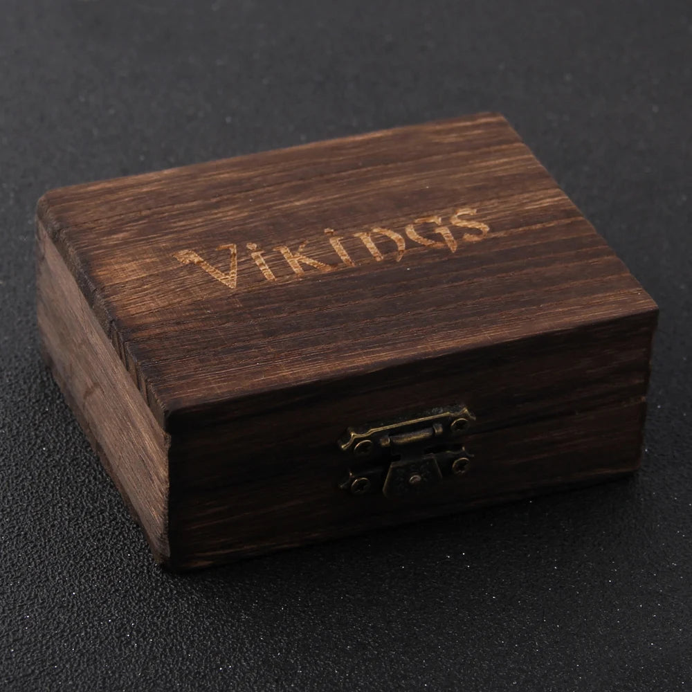 Stainless Steel Nordic Viking Norse Dragon Bracelet Men Wristband Cuff Bracelets with Viking Wooden Box