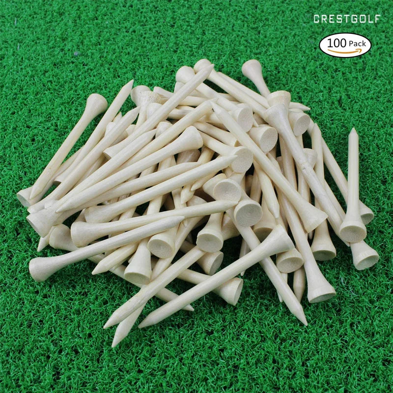 CRESTGOLF 70MM Bamboo Golf Tee 2-3/4 Inch Golf Supplies Accessories Pack of 100pcs