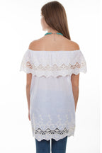 PEASANT BLOUSE CROCHET LACE TONAL EM