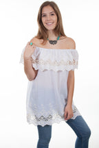 PEASANT BLOUSE CROCHET LACE TONAL EM