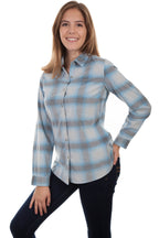 LADIES CORDUROY PLAID BLOUSE
