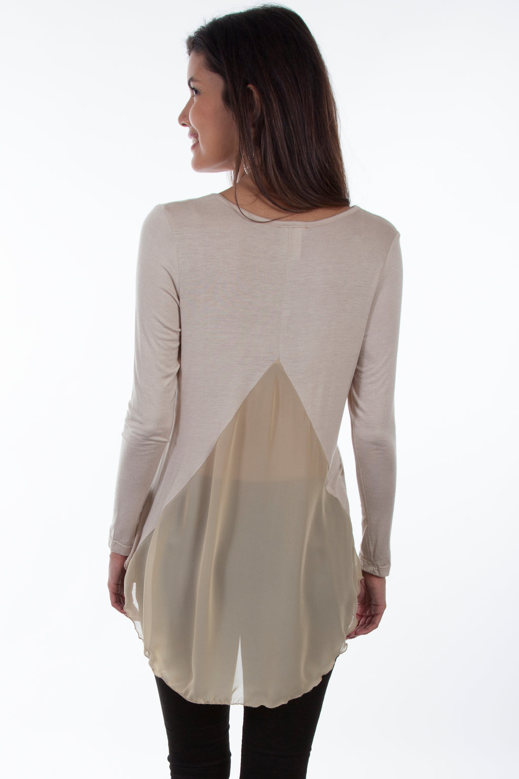 HI/LO KNIT TOP W/CHIFFON
