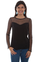 SWISS DOT TOP W/SWEETHEART NECKLINE
