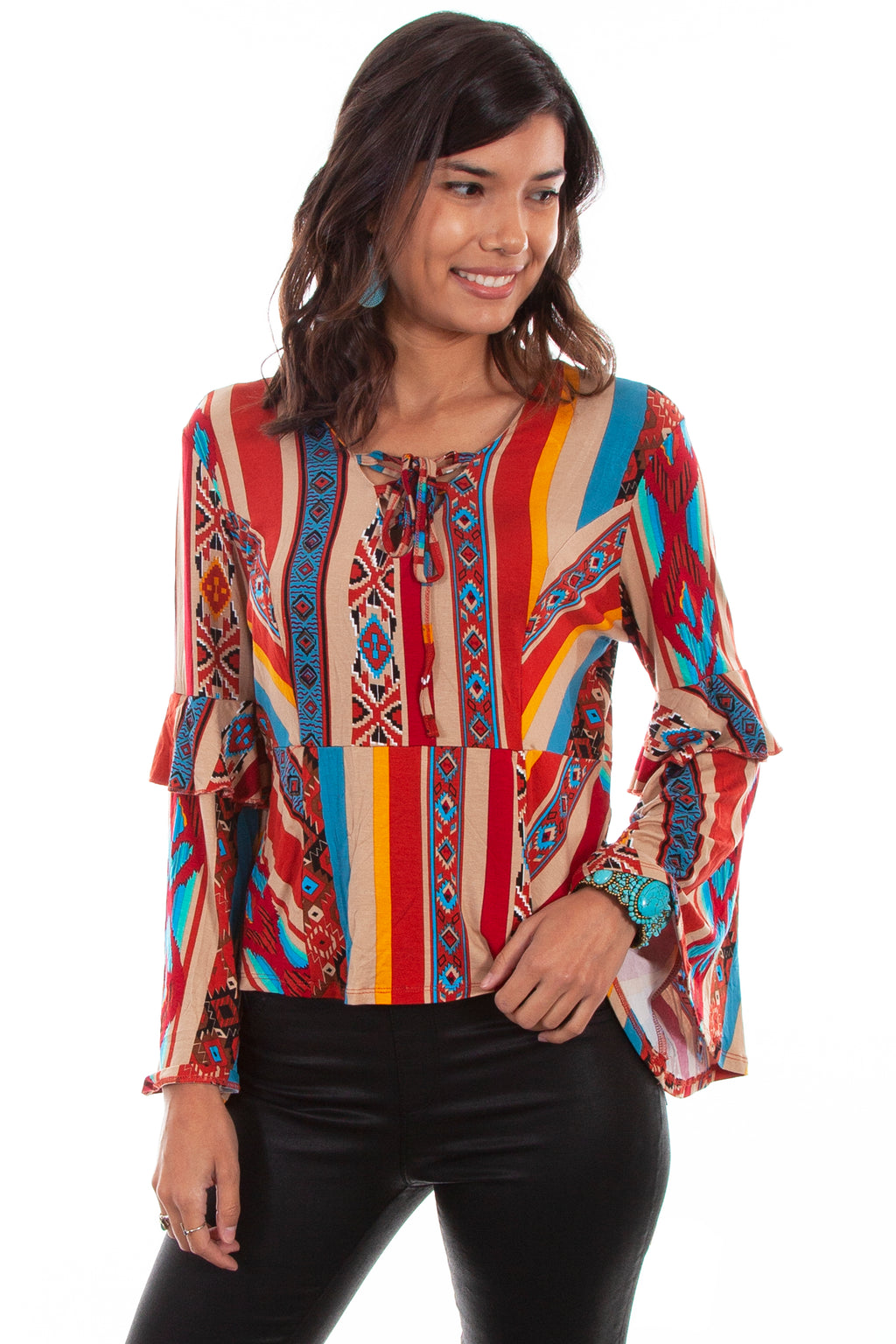 SERAPE L/S TOP W/RUFFLE