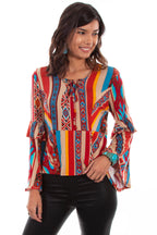 SERAPE L/S TOP W/RUFFLE