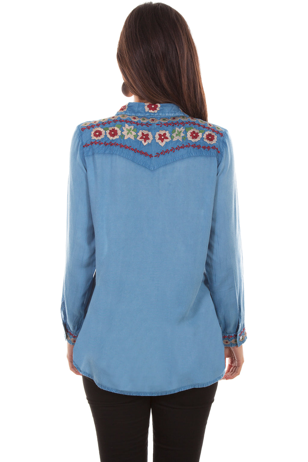 PEARL SNAP WESTERN YOKE EMB. BLOUSE