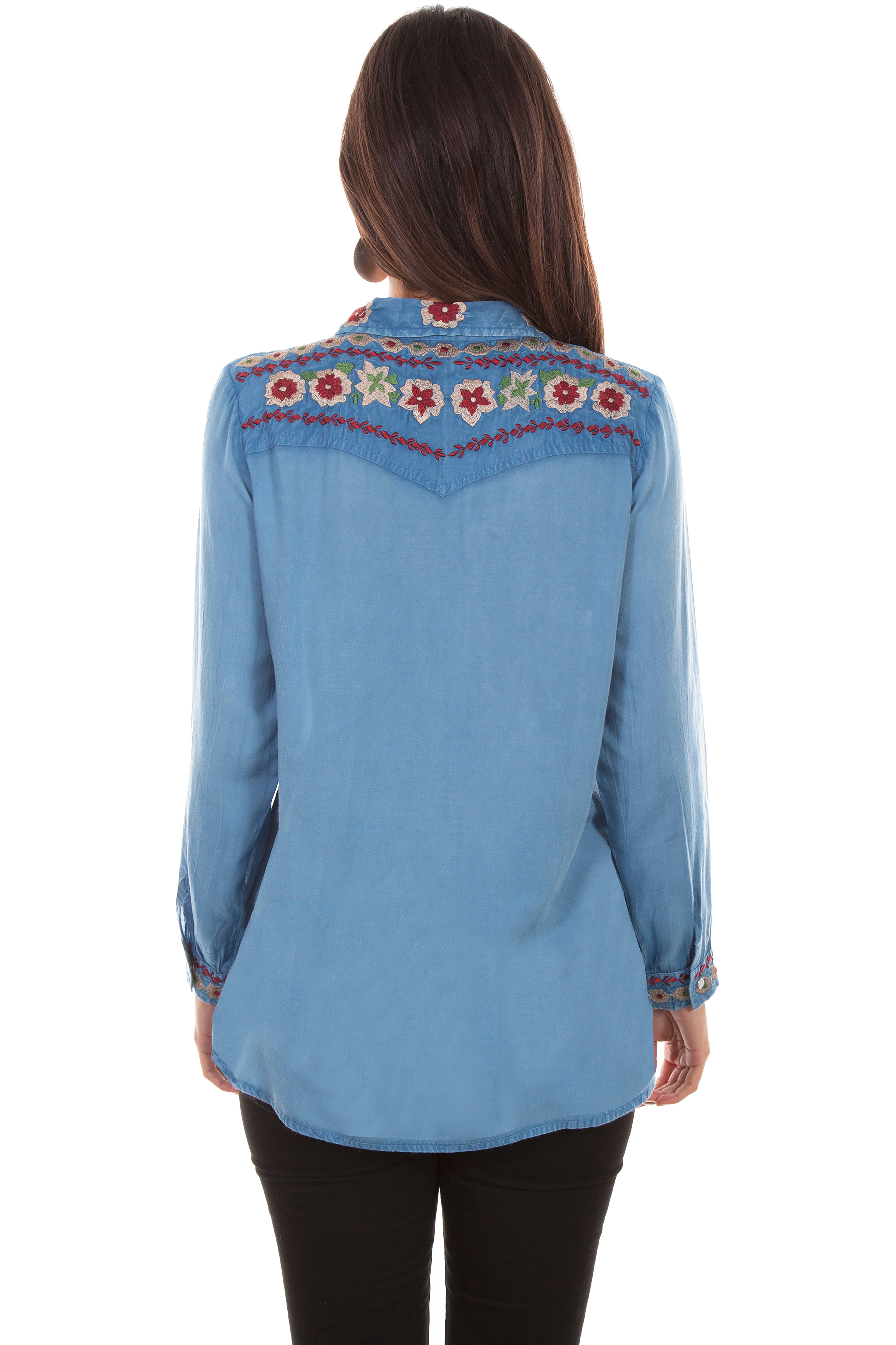 PEARL SNAP WESTERN YOKE EMB. BLOUSE