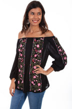 BOLD STRIPE EMB. BLOUSE