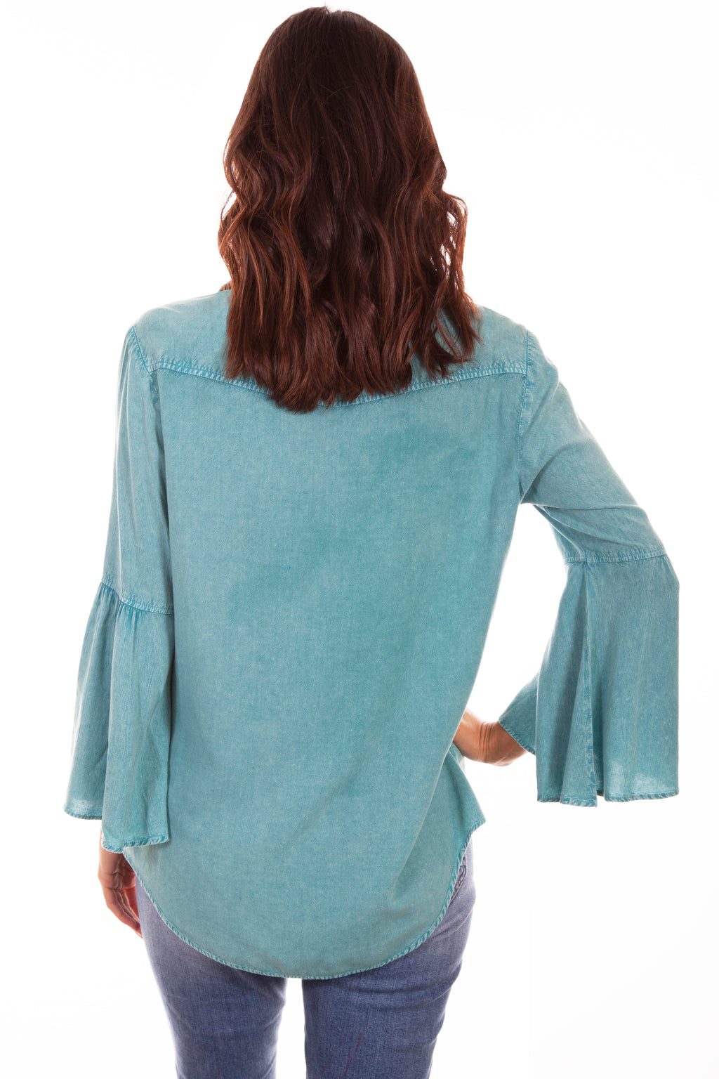 BELL SLEEVE BLOUSE W/IVORY EMB