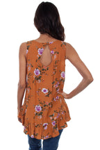 SLVLESS SCOOP NECK BLOUSE FLORAL EMB