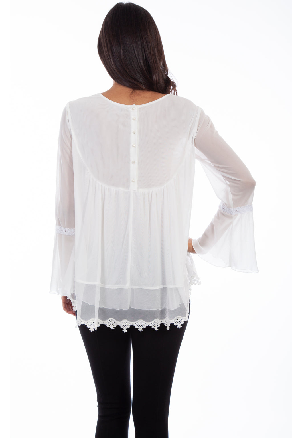 CROCHET FRONT BABY DOLL BLOUSE