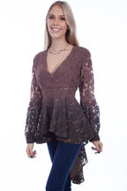 HI/LO SURPLICE TOP W/BALLOON SLEEVES