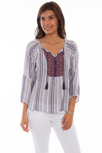 3/4 SLEEVE PEASANT TOP