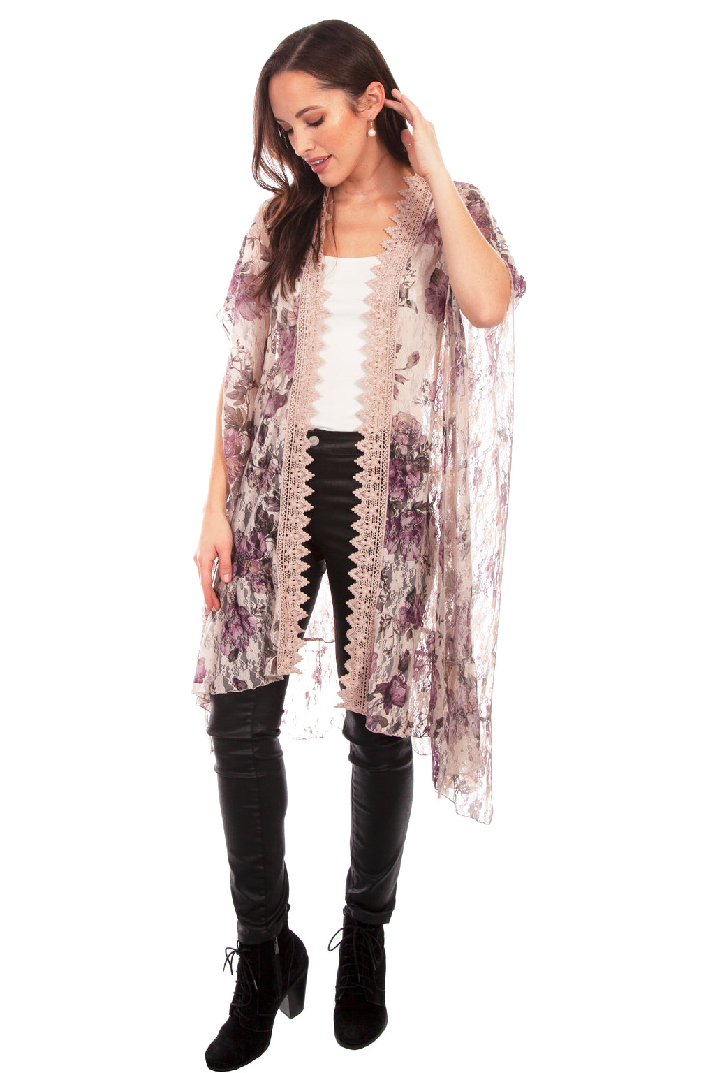 PRINTED LACE CROCHET TRIM DUSTER