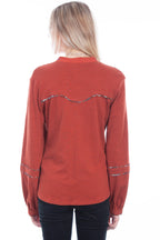 EMBROIDERED YOKE L/S BLOUSE
