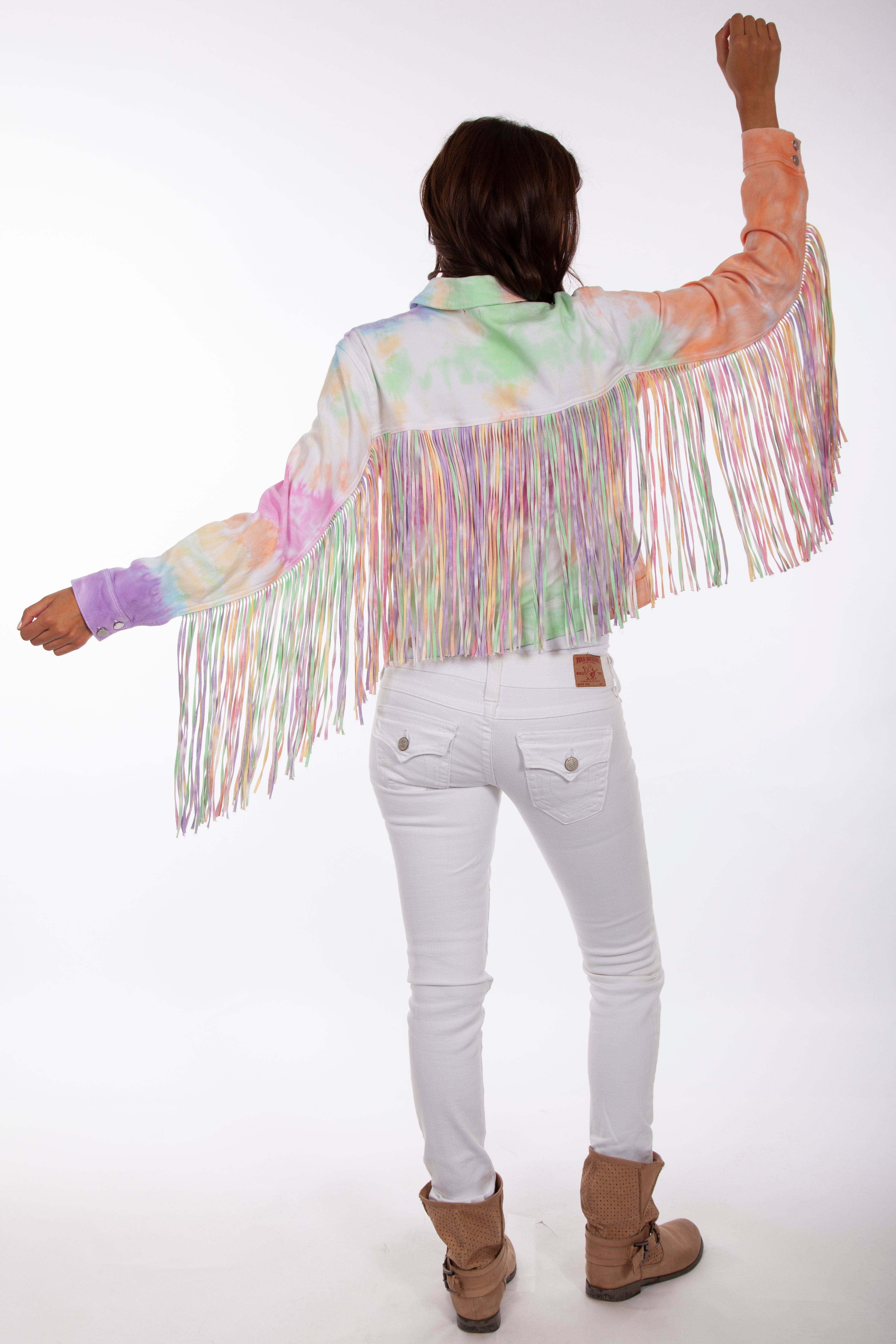 TIE DYE JACKET W/FRINGE