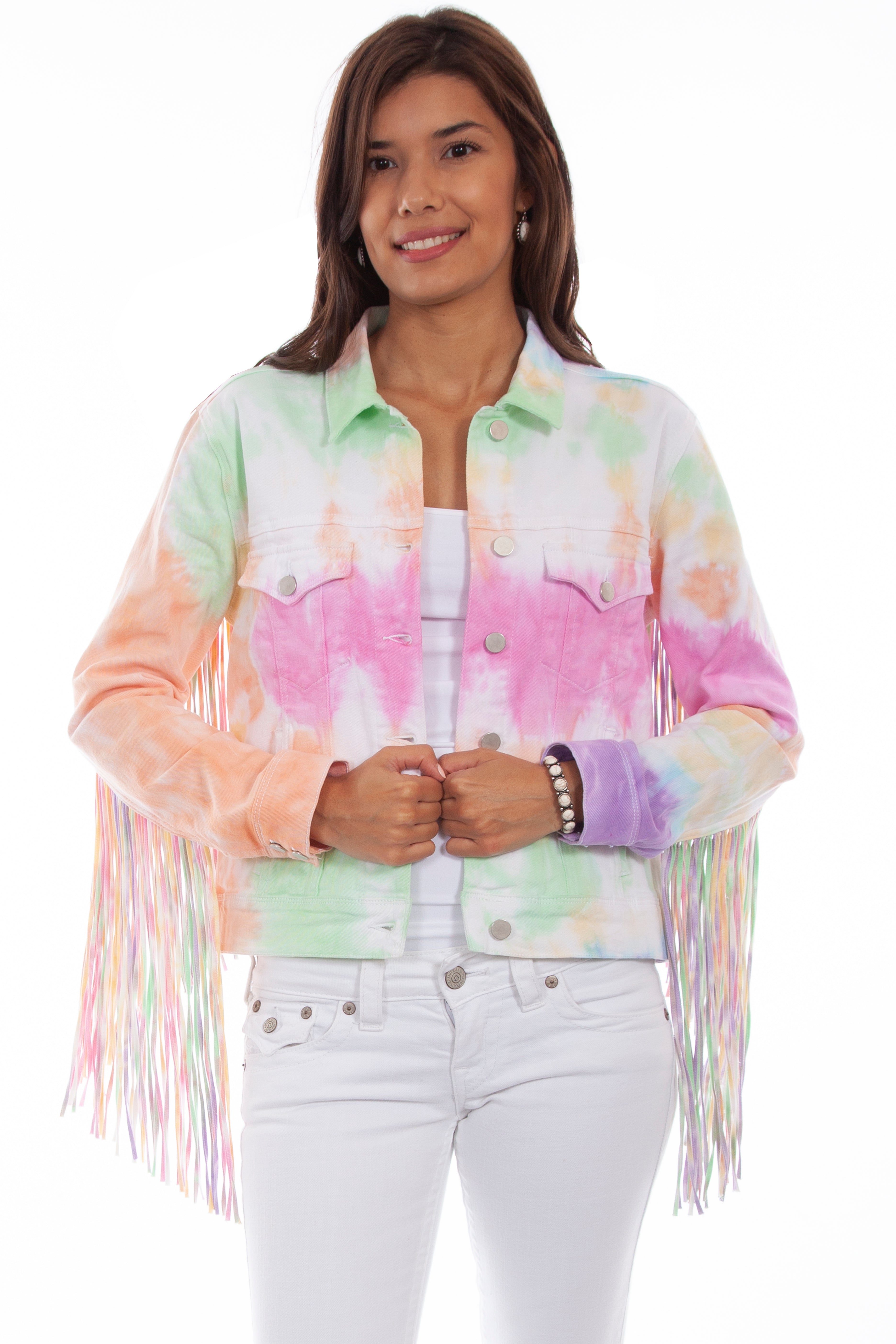 TIE DYE JACKET W/FRINGE
