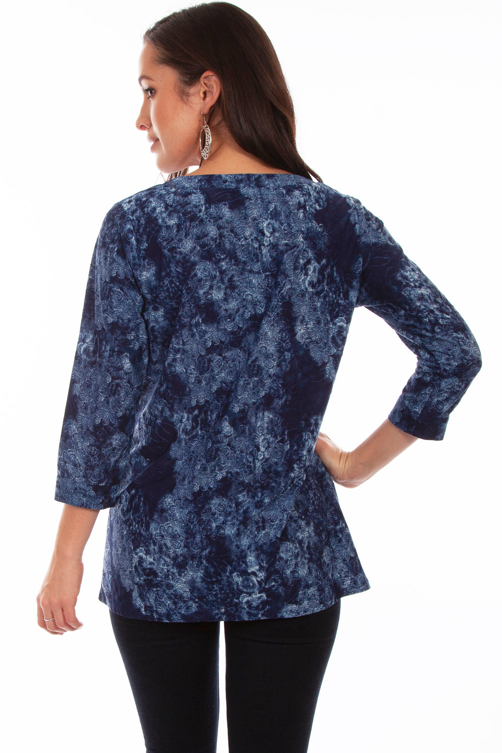 CRISS CROSS TIE NECK HI/LO BLOUSE