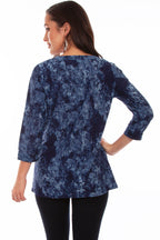 CRISS CROSS TIE NECK HI/LO BLOUSE