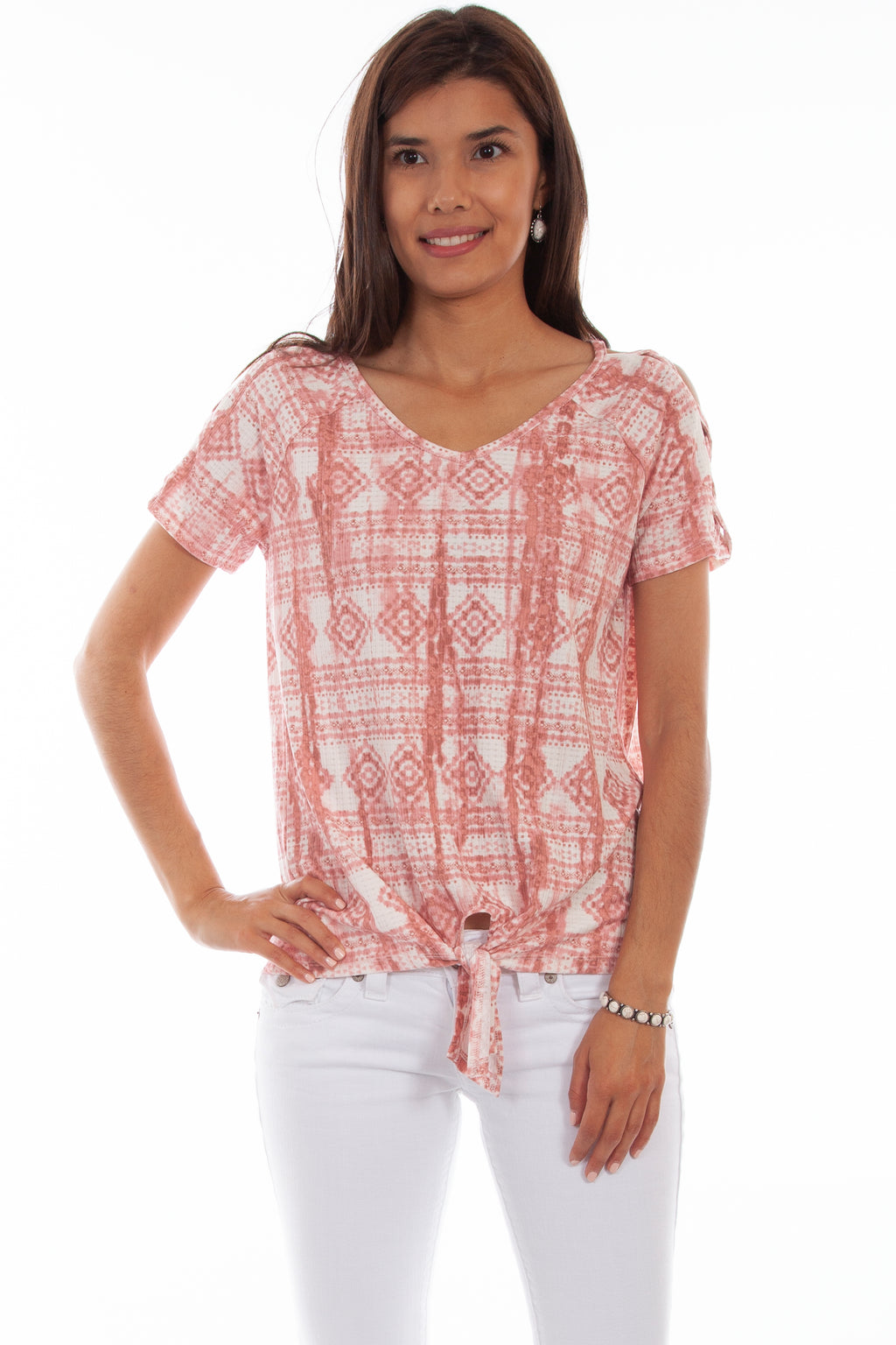 LATTICE SLEEVE TIE FRONT TOP