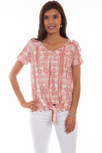 LATTICE SLEEVE TIE FRONT TOP