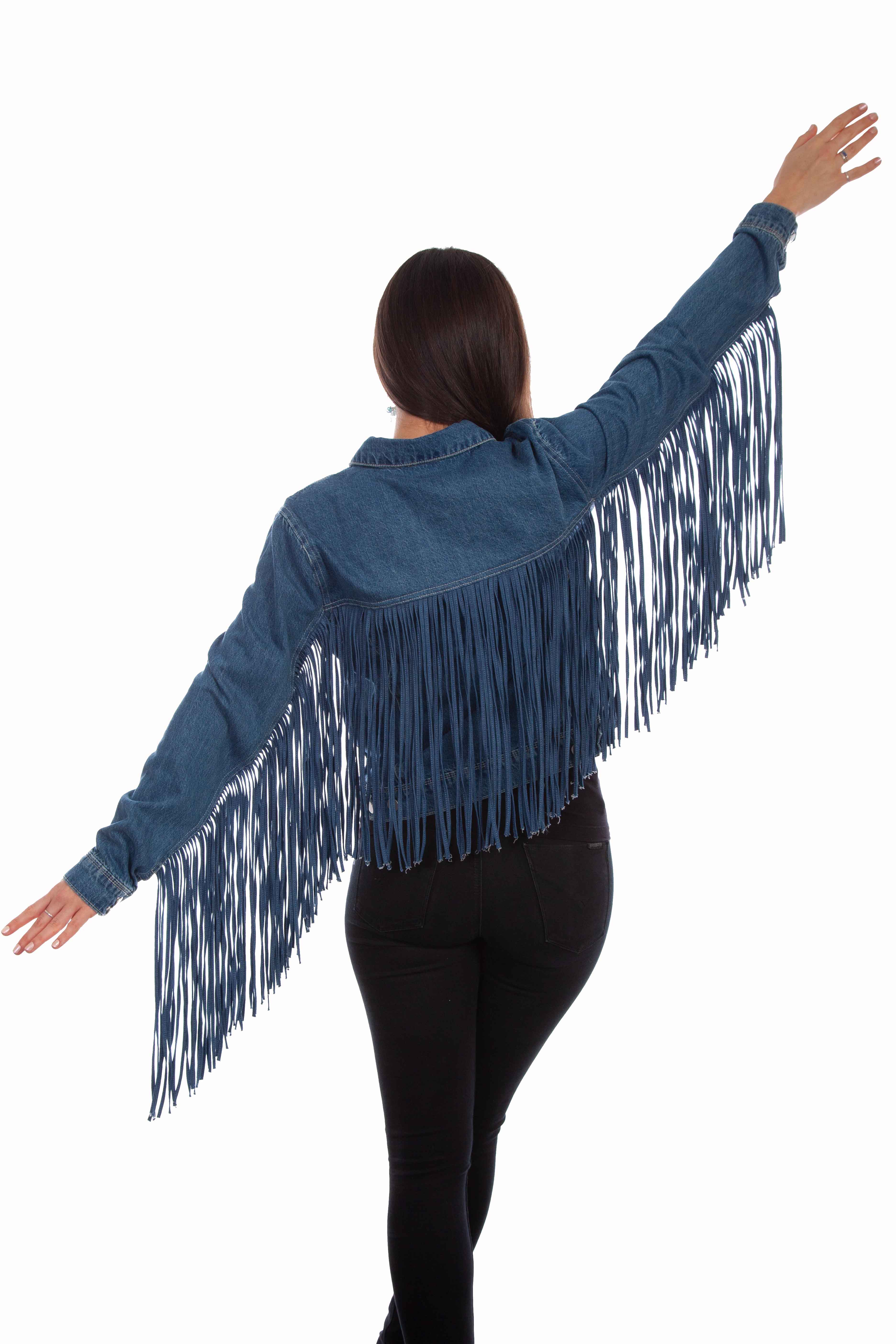 DENIM JACKET W/DENIM FRINGE