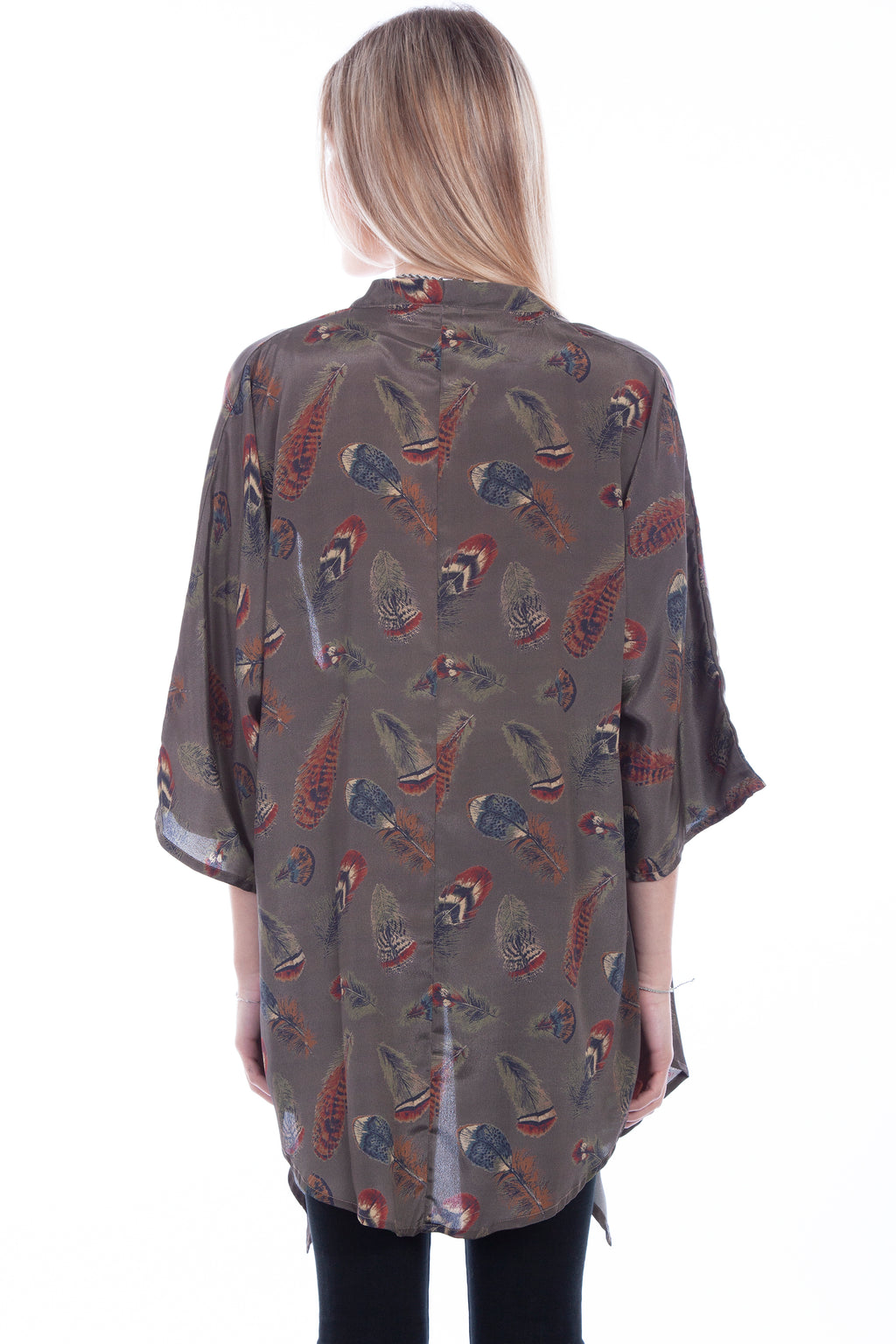 FEATHER POLY CREPE KIMONO