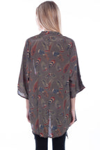 FEATHER POLY CREPE KIMONO