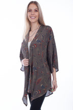 FEATHER POLY CREPE KIMONO