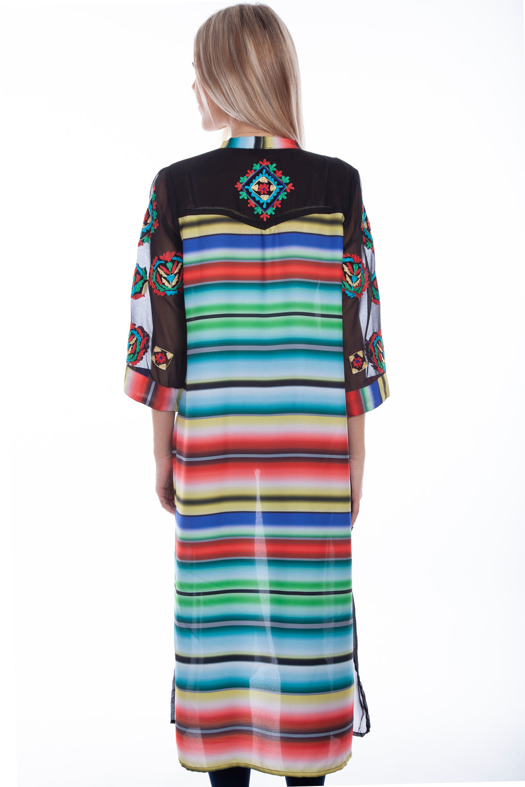 EMBROIDERED DUSTER SERAPE BACK