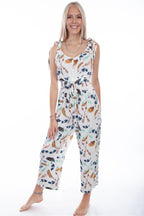 GAUCHO LENGTH JUMPSUIT FEATHERS ARRO