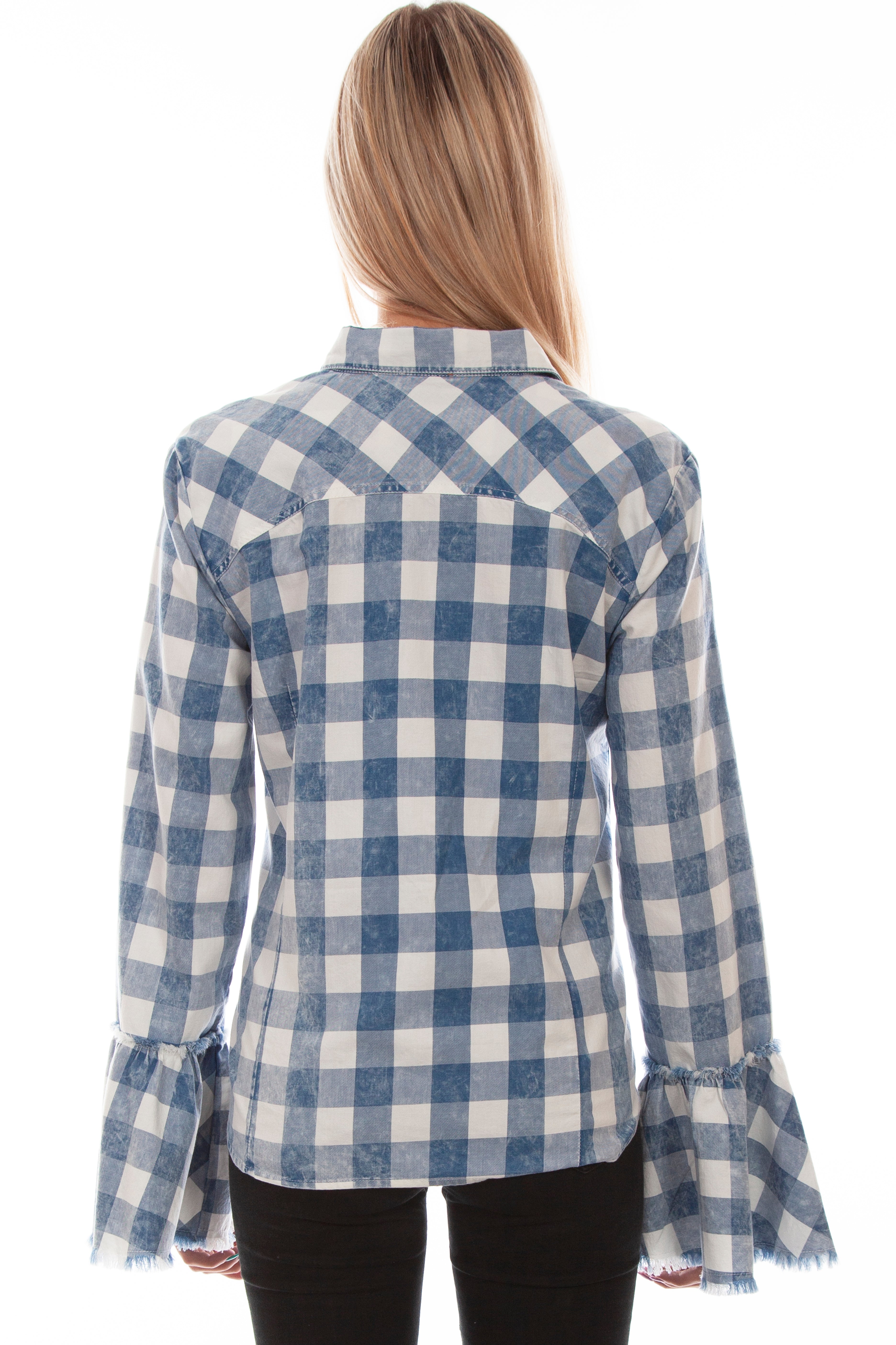 PLAID BELL SLEEVE TOP