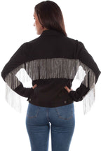 DENIM JACKET W/RHINESTONE FRINGE