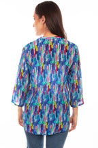 BUTTON UP PRINT BLOUSE